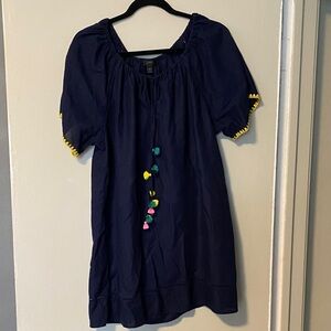 J. Crew Navy Dress with Colorful Tassels